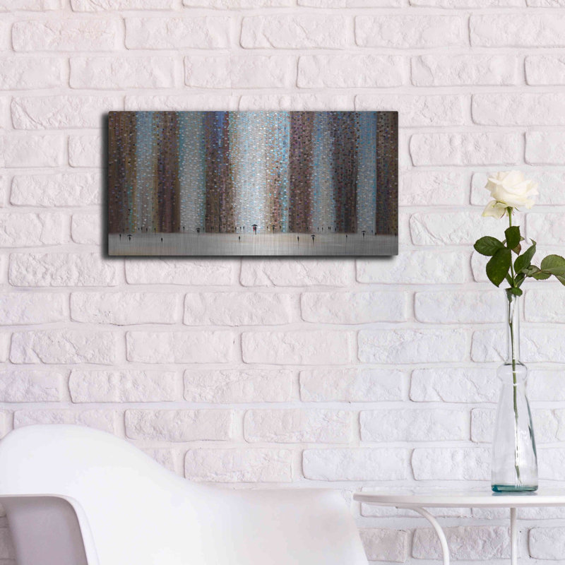 Art mural en métal Lark Manor ™ «Rain and Love» par Ekaterina Ermilkina, 24 po x 12 po