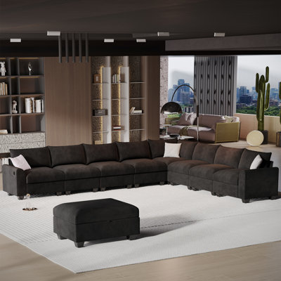 147.6'' Modular Sectional Sofa,8-seater Extra Large L shaped Couch With Ottoman Storage And USB