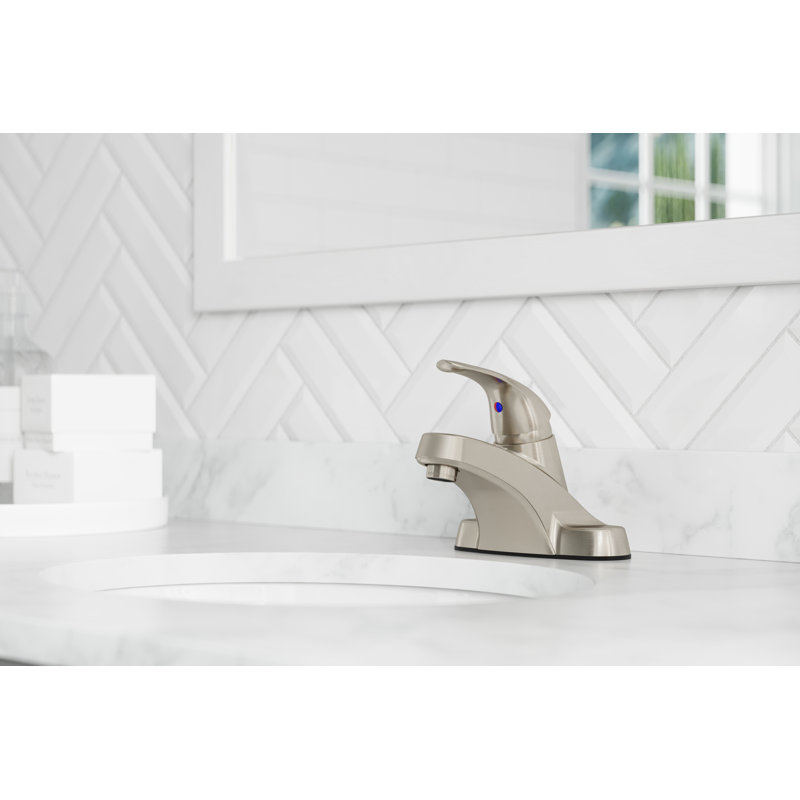 Pfirst Centerset Bathroom Faucet with Drain Assembly, Brushed Nickel
