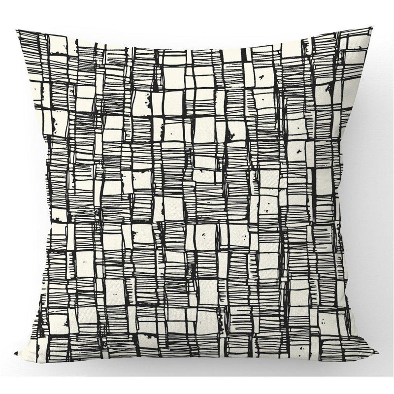 Elice IRREGULAR SKETCHED BLOCK TEXTURED Abstract Square Throw Cushion