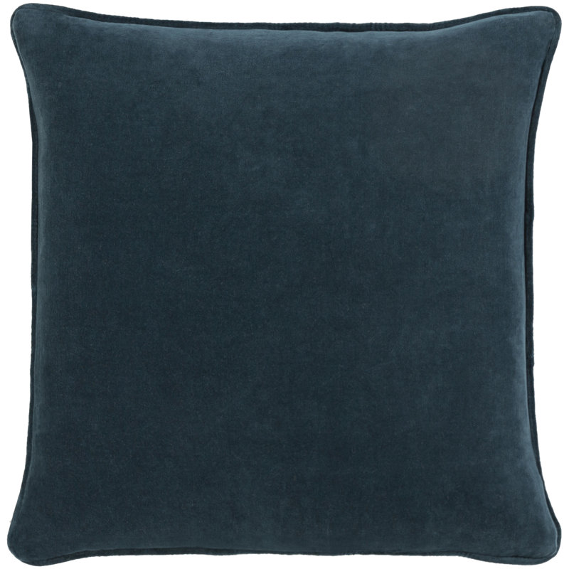 Safflower Cotton Throw Pillow Cover, Navy, 22" H x 22" W, Polyester/Polyfill