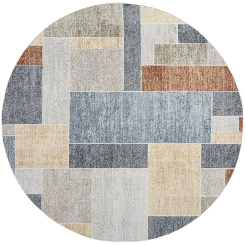 Tapis multicolore lavable à la machine Arthur-Jack, Rond 7 pi