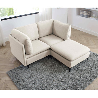 Canapé modulaire en lin rembourré avec pieds en métal