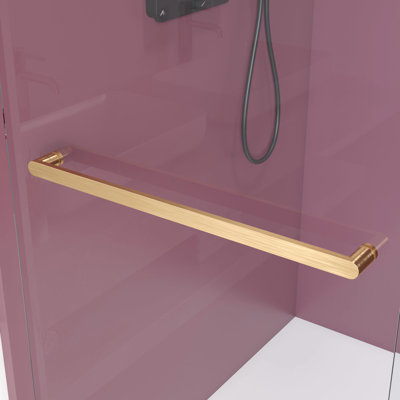 Brushed Gold Double Sliding Shower Door, 62'' - 66'' X 76'', 3/8" (10mm) Tempered Glass, Stainless Steel Joining Sliding, Binding Kit