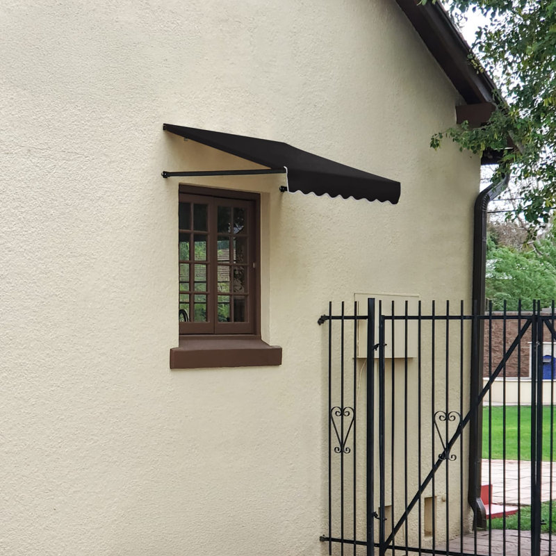 Auvent fixe en tissu acrylique rétro Awntech Dallas, H 16 po x l 64,5 po x P 30 po, Noir