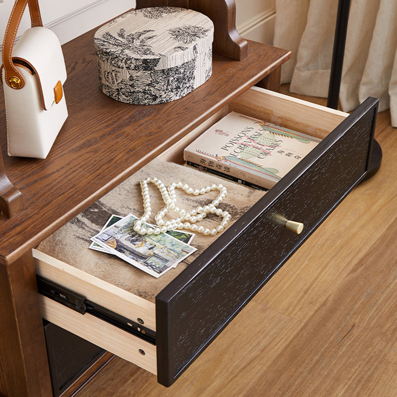 Rounded Coat Rack with Oak Dual Drawers