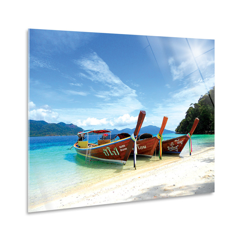 Thai Boats by Giallobus - No Frame Print on Plastic / Acrylic, 65cm H x 95cm W