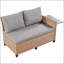 Ensemble de canapé de patio extérieur en rotin 5 pièces, ensemble de mobilier de jardin en forme de L en osier PE-1007766035-1007766036