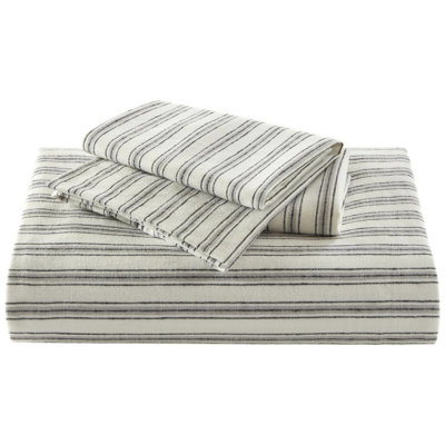 3 Pcs Tan Queen Duvet , Soft Linen - Cotton Rayon , Timeless Stripe Design, Safe And Comfortable Piece Blend For Skin Bedding, Classic Corner Ties