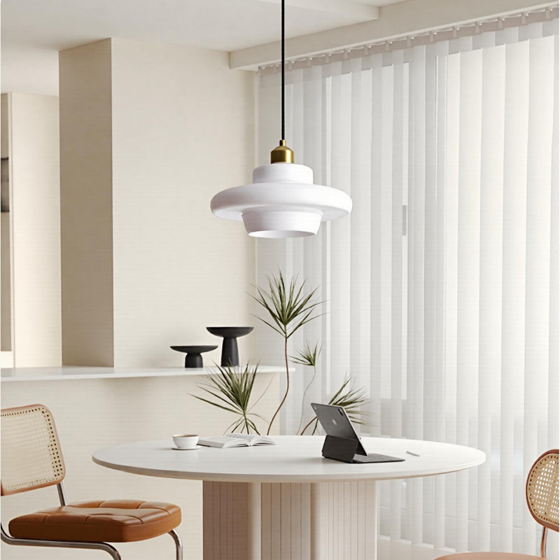 Luminaire suspendu à 1 lumière en verre de lait nordique