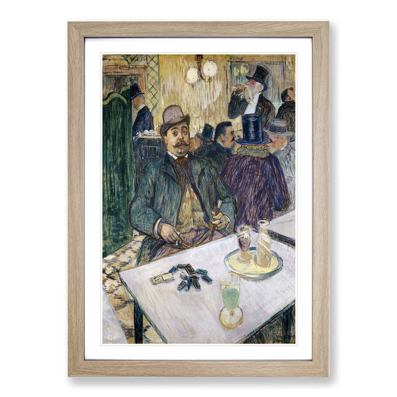 Monsieur Boileau at the Cafe by Henri De Toulouse-Lautrec - Picture Frame Painting, 48cm H x 36cm W x 2cm D, Oak