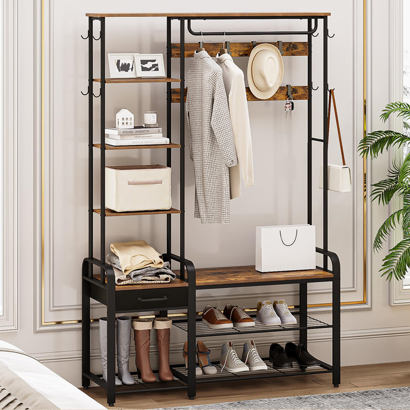 Metal 17 - Hook Coat Rack, Brown/Black