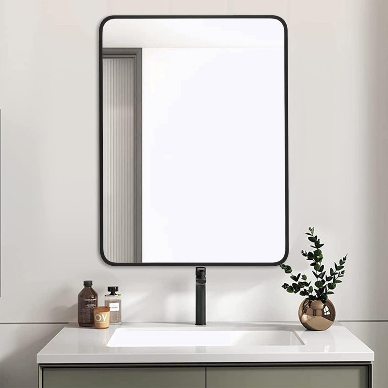 Miroir de salle de bain 24x32 ", Rectangle , Noir, 32 po x 24 po
