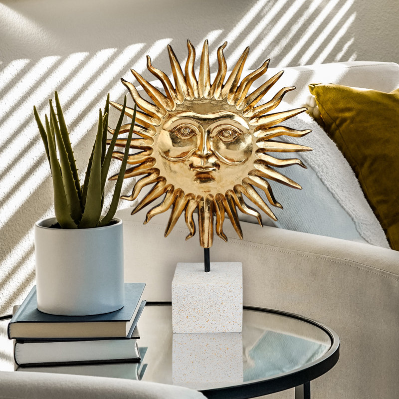 Golden Life Force Sun Statue Sculpture