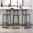 Set Of 3 Bar Stools With Backrest, Footrest And Metal Frame