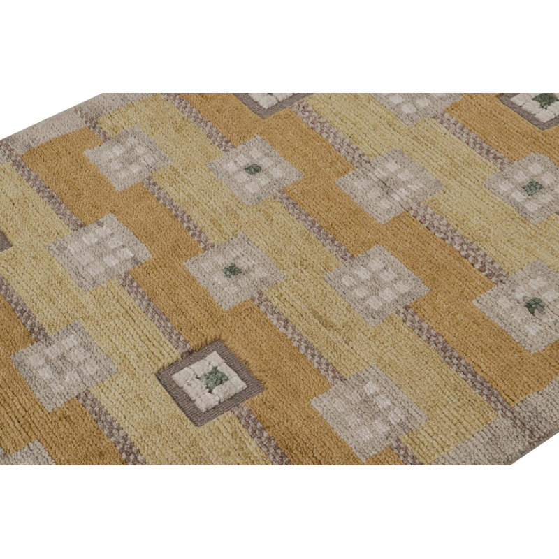 Scandinavian Hand Knotted Wool Geometric Area Rug, Rectangle 8' x 10'