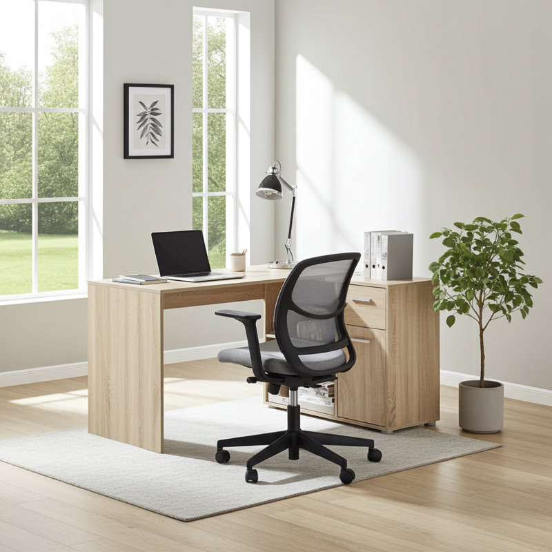 Rioux L-Shaped Writing Desk, White
