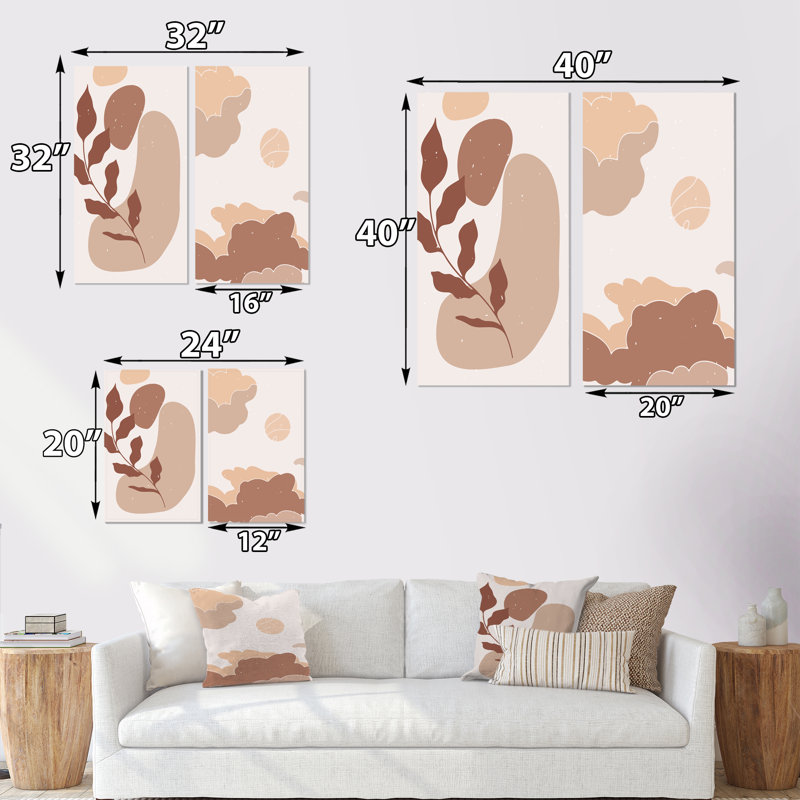 «Retro Abstract Colorful Landscape Design IV», ensemble de 2 impressions, Toile tendue, H 20 po x l 24 po x P 1 po