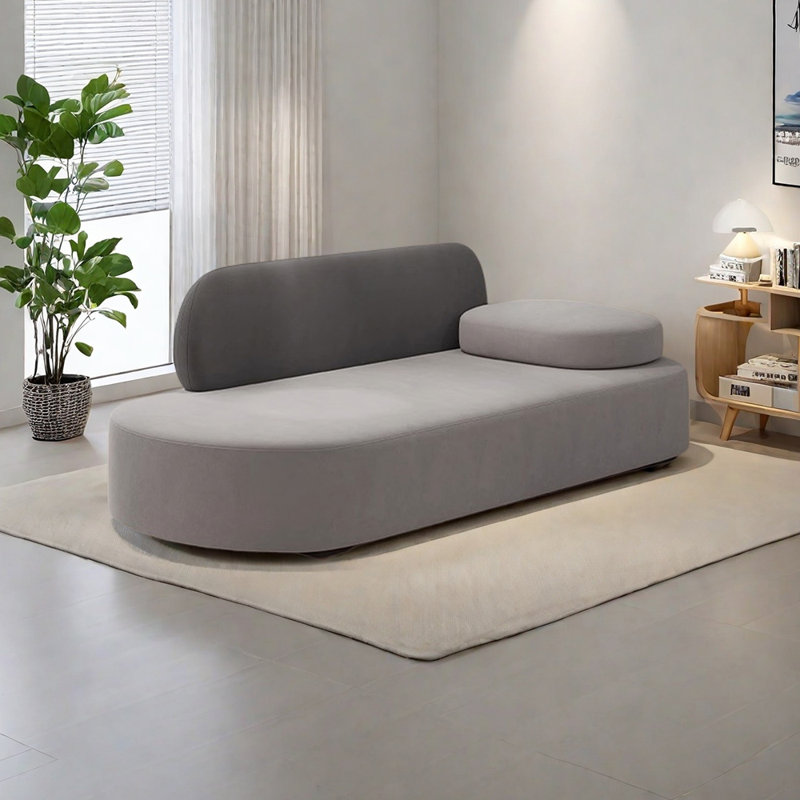 Méridienne légère et luxueuse, Orienté à droite, Gris foncé / Gris pâle