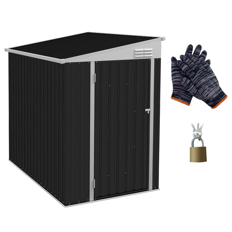 Remise de rangement en métal, Gris foncé, H 72,75 po x l 51,25 po x P 92,5 po