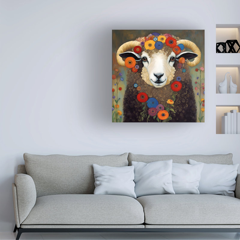Bolog Tina Lavoie Shangril-La Smiling Ram Canvas Art, 14" H x 14" W