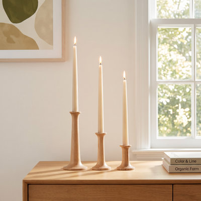 Solid Wood Candlestick Holder