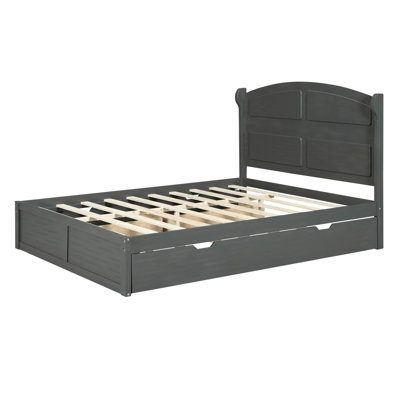 Wood Platform Bed With Twin Size Trundle And 2 Drawers -  Red Barrel StudioÂ®, DE92603513F84BBD814F9CCCA5BB53FC