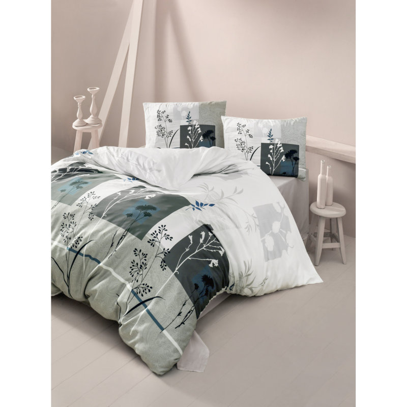 Ensemble de housse de couette 100% coton Torri, Housse de couette 94 po x 87 po + 2 taies d'oreill