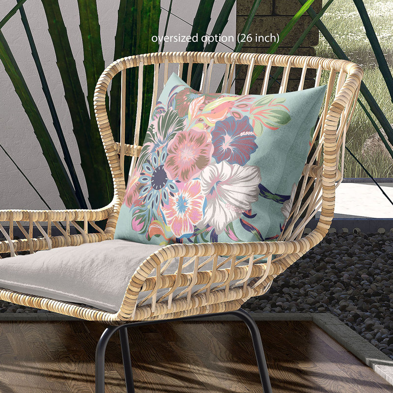 Housse et insert de coussin décoratif en polyester , 16 po x 16 po, Rose / menthe
