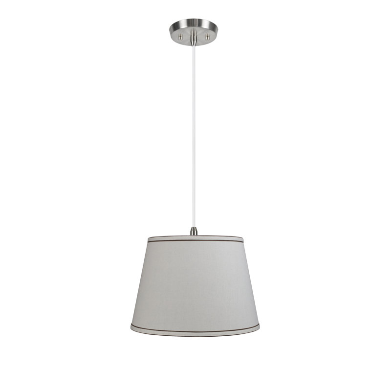 Luminaire suspendu conique unique à 2 lumières Hadley, H 10,5 po x l 15 po x P 11 po, Blanc cassé