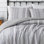 Ensemble de housse de couette 3 pièces en coton gris