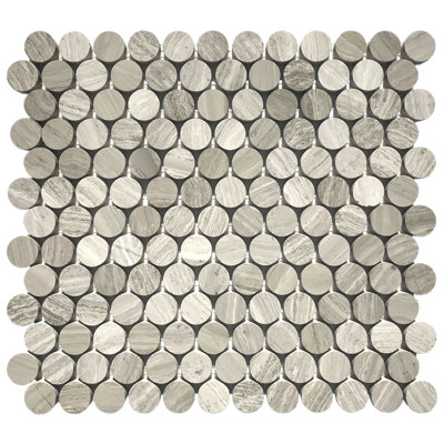 Wooden Greay Penny Round Honed Mosaic