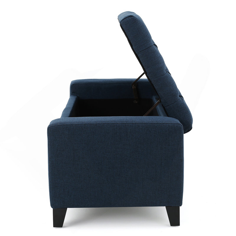 Dovan Fabric Upholstered Storage Bench, Navy Blue
