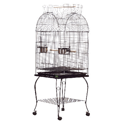 Holguin 58'' Powder Coated Steel Play Top Floor Bird Cage with Wheels