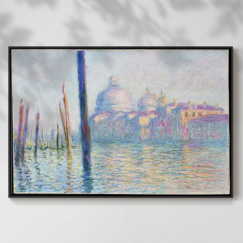 Le Grand Canal à Venise, 1908 01, Toile encadrée noire à coins fermés, H 17 po x l 25 po x P 2 po