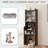 Mid-century Multi-use Extenable Cabinet Desk With Storage Peg Board, Storage Cabinet With Sliding Glass Doors, Led Light, Free Cat Cushion And Cat Toy