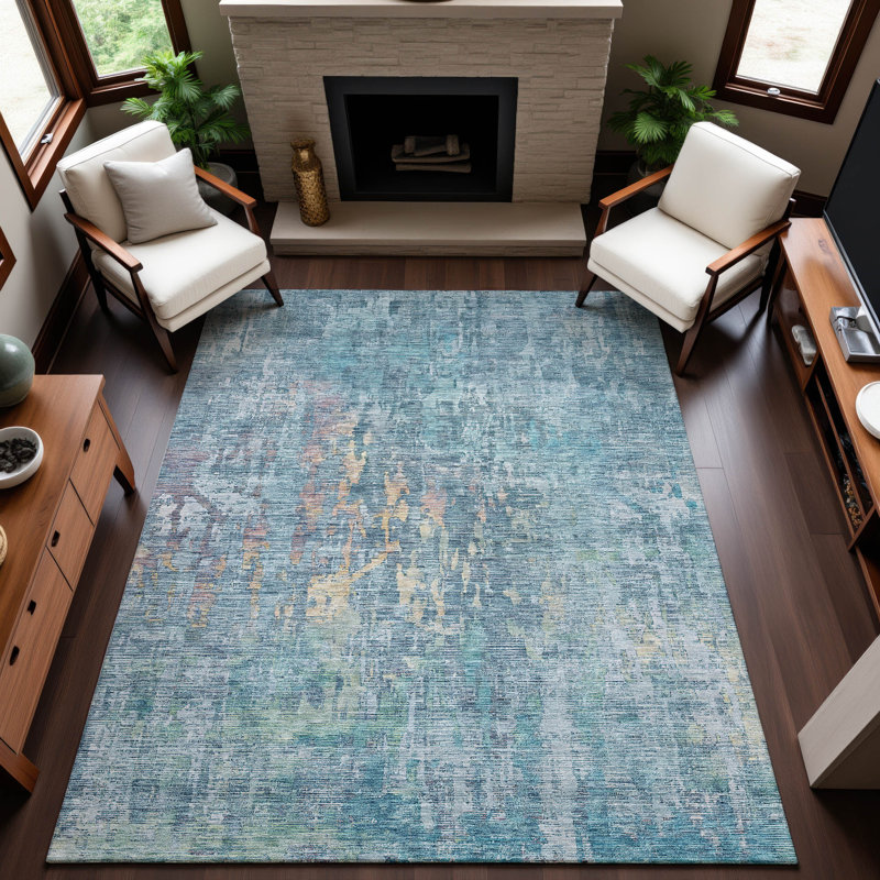 Premium Machine Washable Kelton AMF1237 Modern Rug, Rectangle 8' x 10'