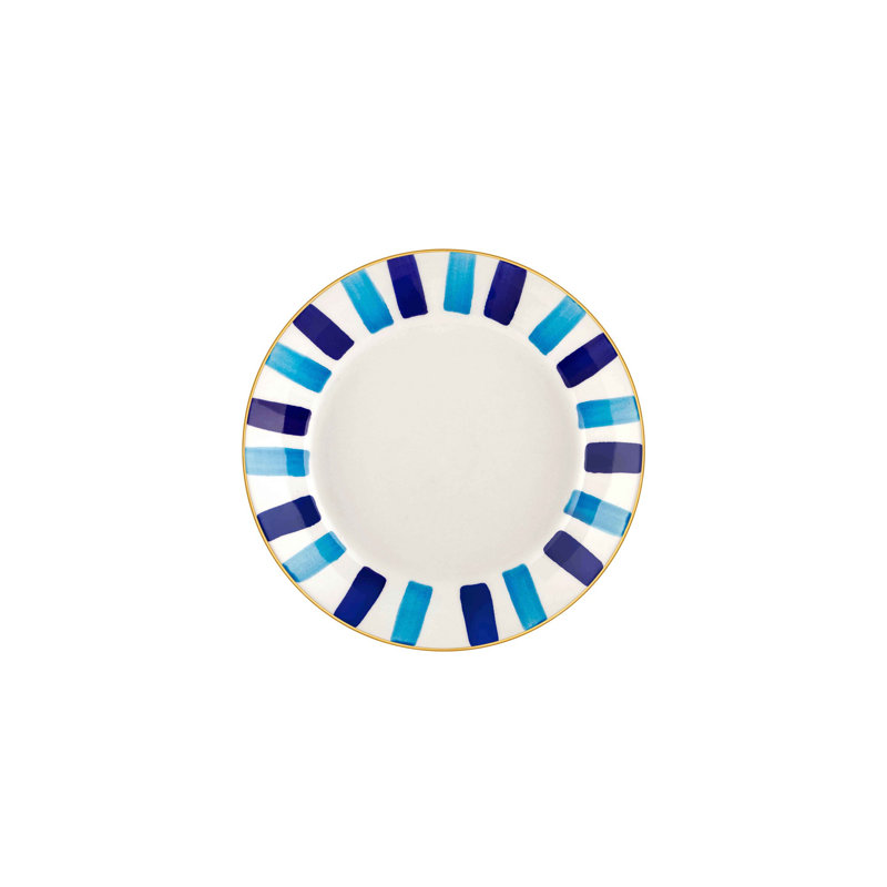 Assiette plate Abiageal, Bleu foncé / mauve / blanc
