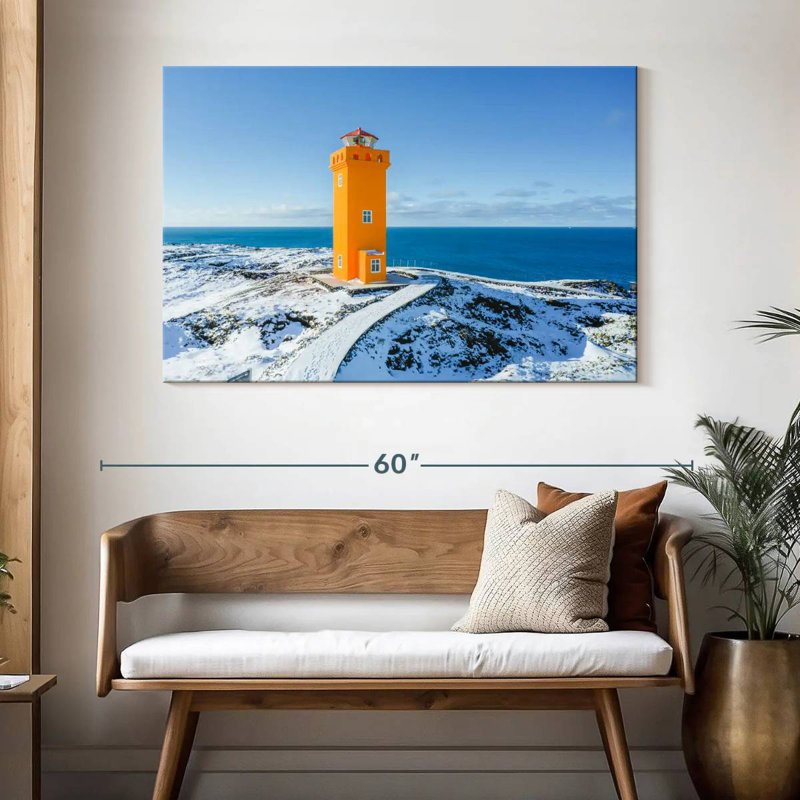 Hiver au phare de Svortuloft, H 32 po x l 48 po