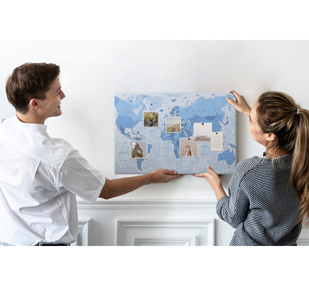 Wall Mounted bulletin board print decorative wall pin board for wall decorative corkboard Mapa świata