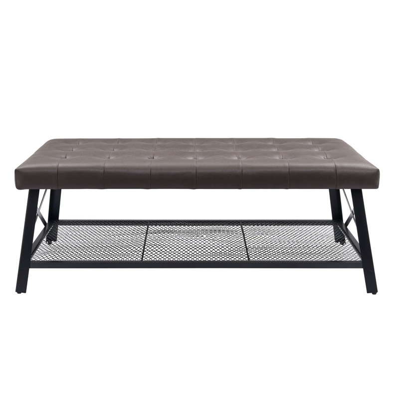 Tufted Faux Leather Like Upholstered Coffee Table