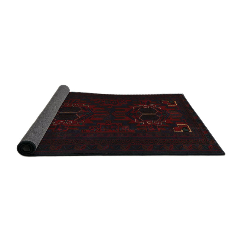 Tapis sud-ouest Mehroon / noir / crème, Rond 7 pi