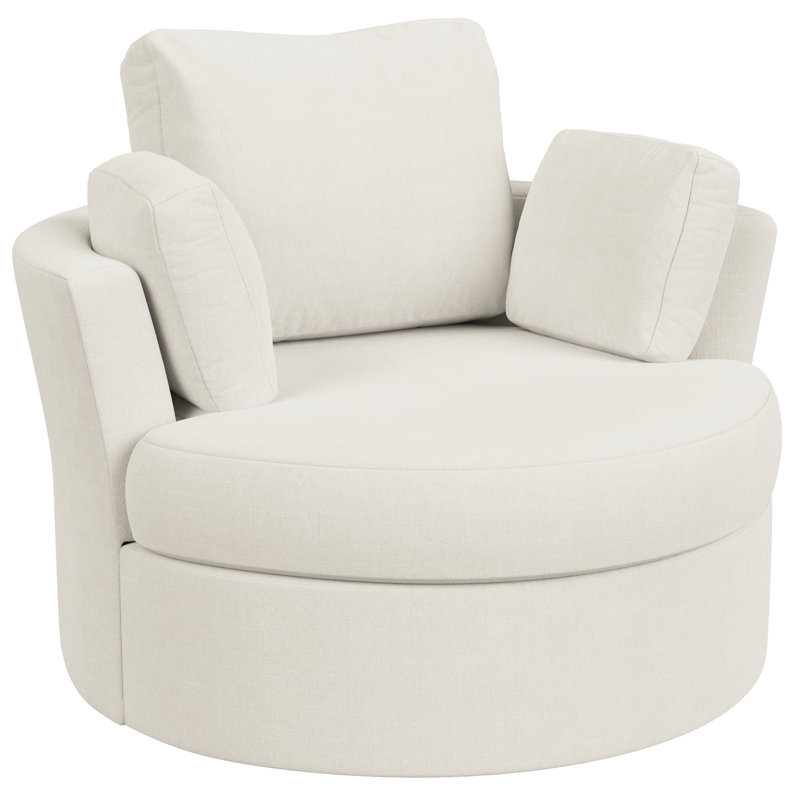 Fauteuil demi-tonneau pivotant l 42,1 po Berey, Polyester beige