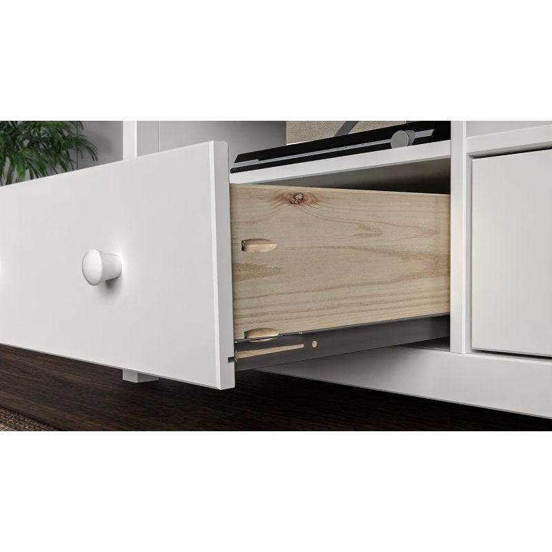 Albrecht Solid Wood TV Stand 55" with 2 Drawers and Ample Storage, White