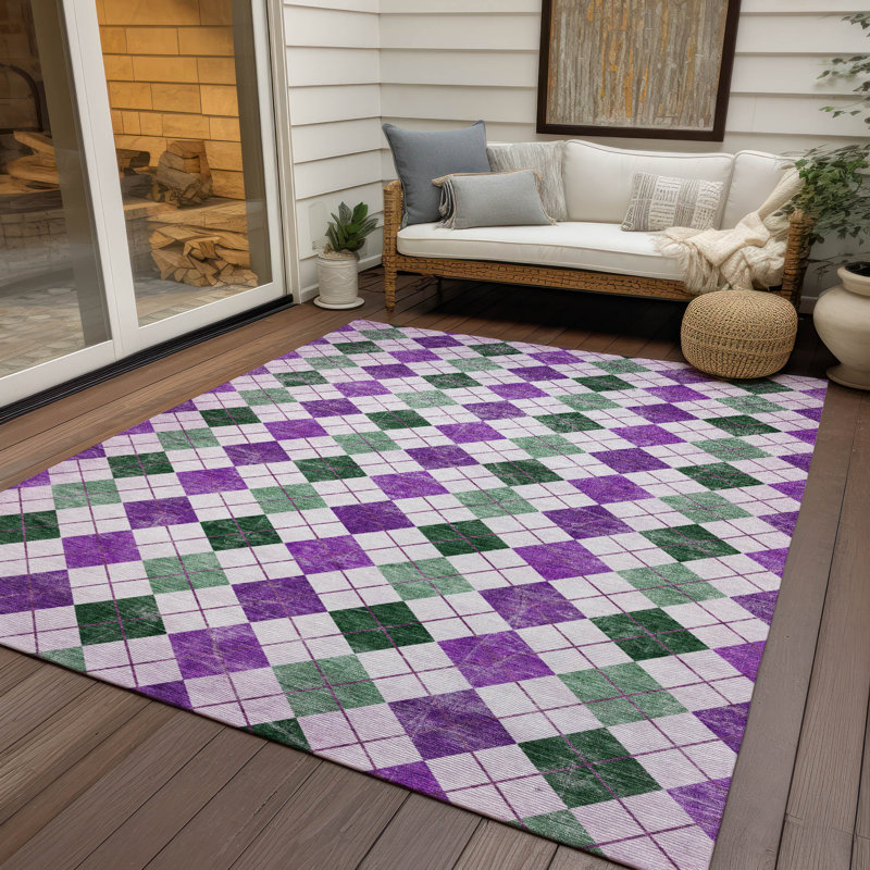 Machine Washable Indoor/Outdoor Gursevak ACN2237 Geometric Rug, Rectangle 3' x 5'