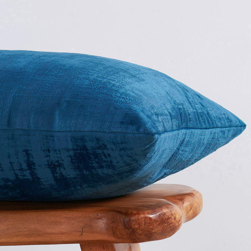 Textured Velvet Pillow Cover, Majolica Blue