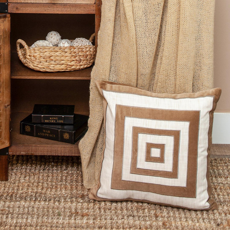 Embroidered Cotton Blend Throw Pillow