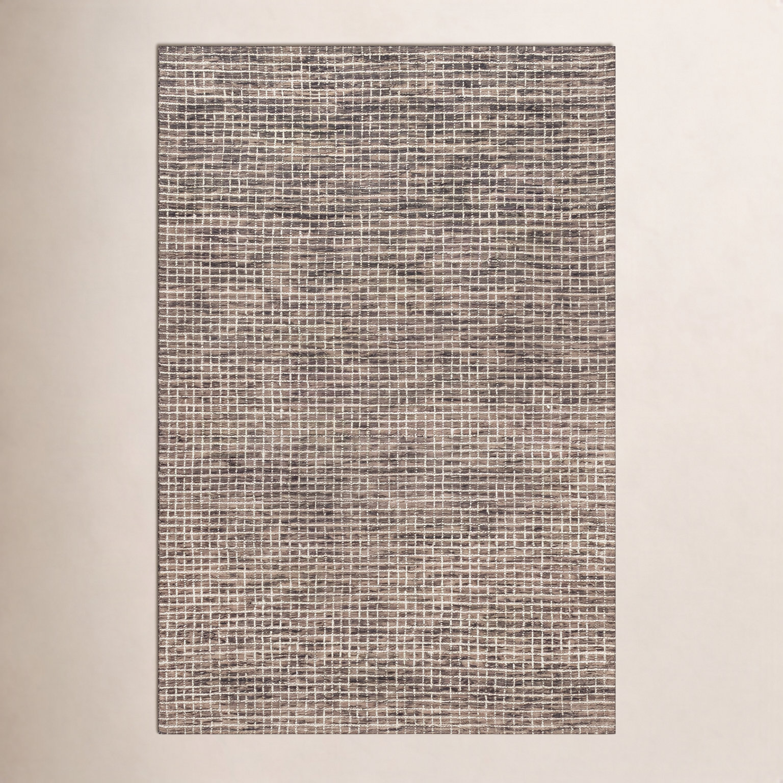 Brown Hand-Tufted Checkered Wool Rug, Rectangle 8'6" x 11'6"