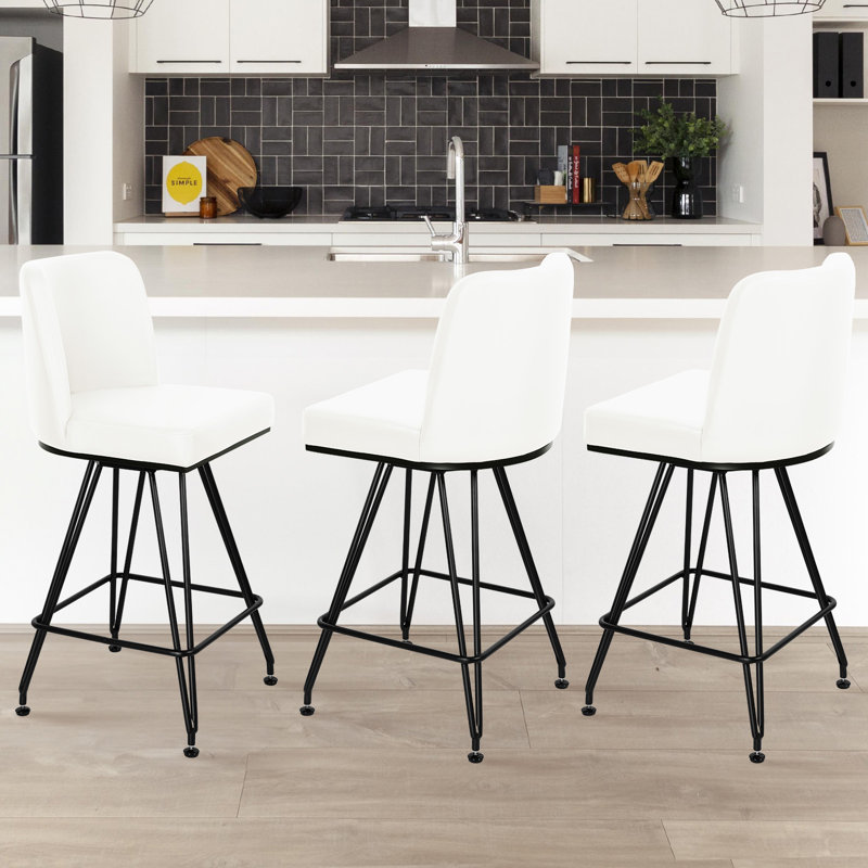 Tabouret de comptoir Meliton 26, Blanc, 3