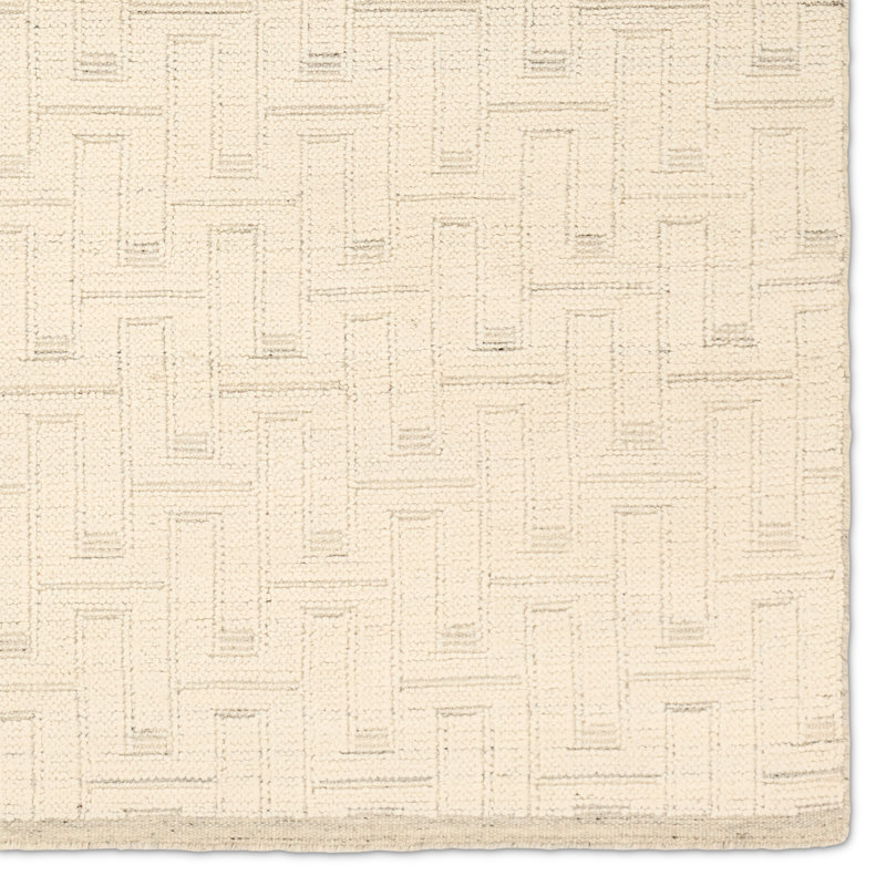Tapis ivoire uni fait à la main Taren ELZ05, Rectangle 6 pi x 9 pi